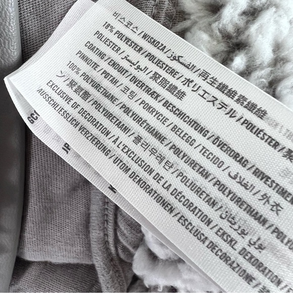 Abercrombie & Fitch Vest Women Small Sherpa Fleece Jacket Gray Leather Pocket - Picture 8 of 8